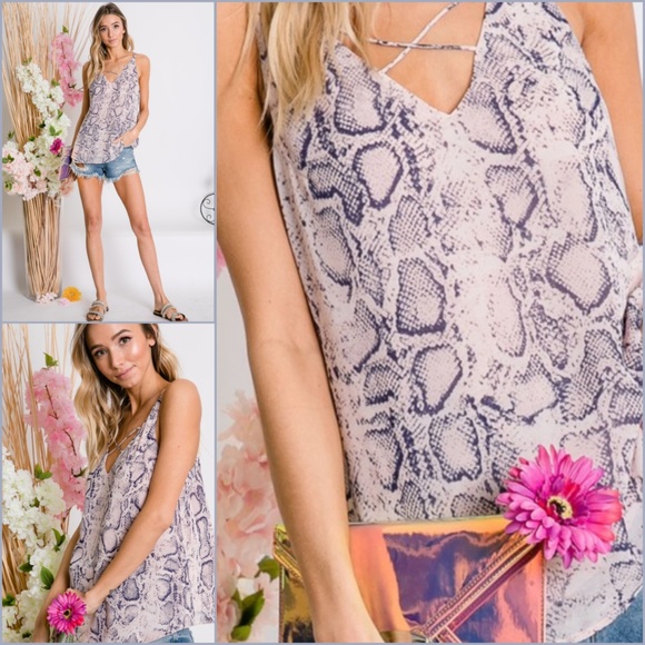 Pink Python Spaghetti Strap Top - Picture 2 of 5